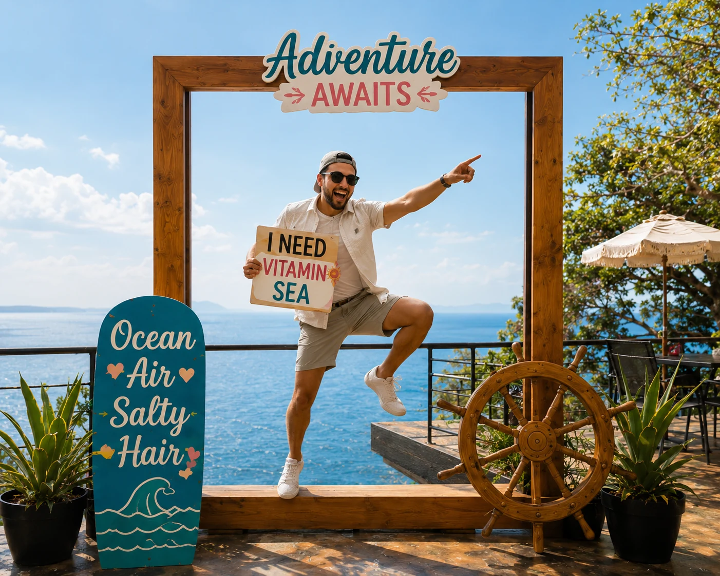 Adventure Awaits photo spot overlooking the Pacific Ocean at Hotel VOS in Manuel Antonio